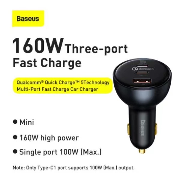 Baseus 160W หัวชาร์จรถแบบชาร์จเร็ว หัวชาร์จ 160W Car Charger QC 5.0