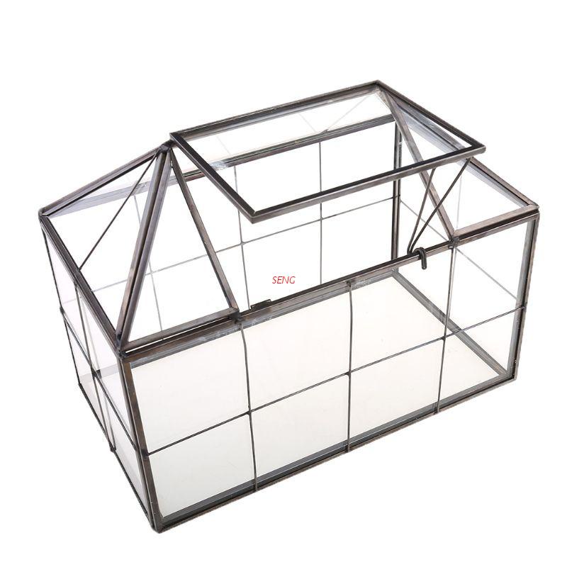 seng Glass Geometric DIY Terrarium House Shaped Container for Indoor