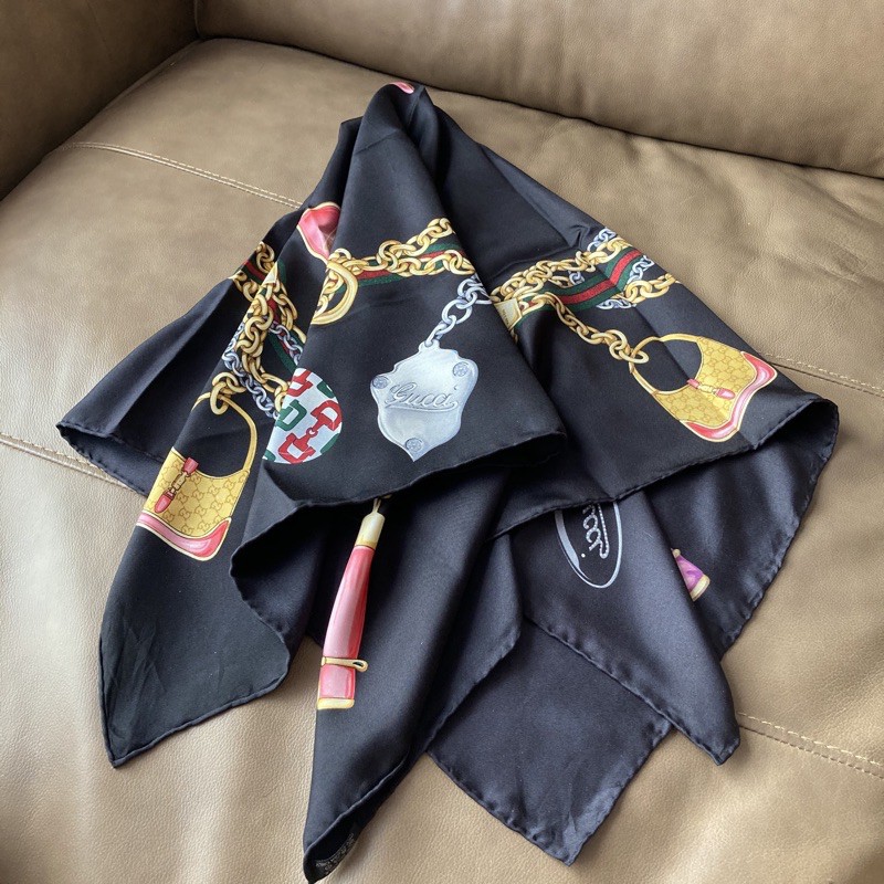 Gucci Silk Scarf 90x90 cm. Shopee Thailand