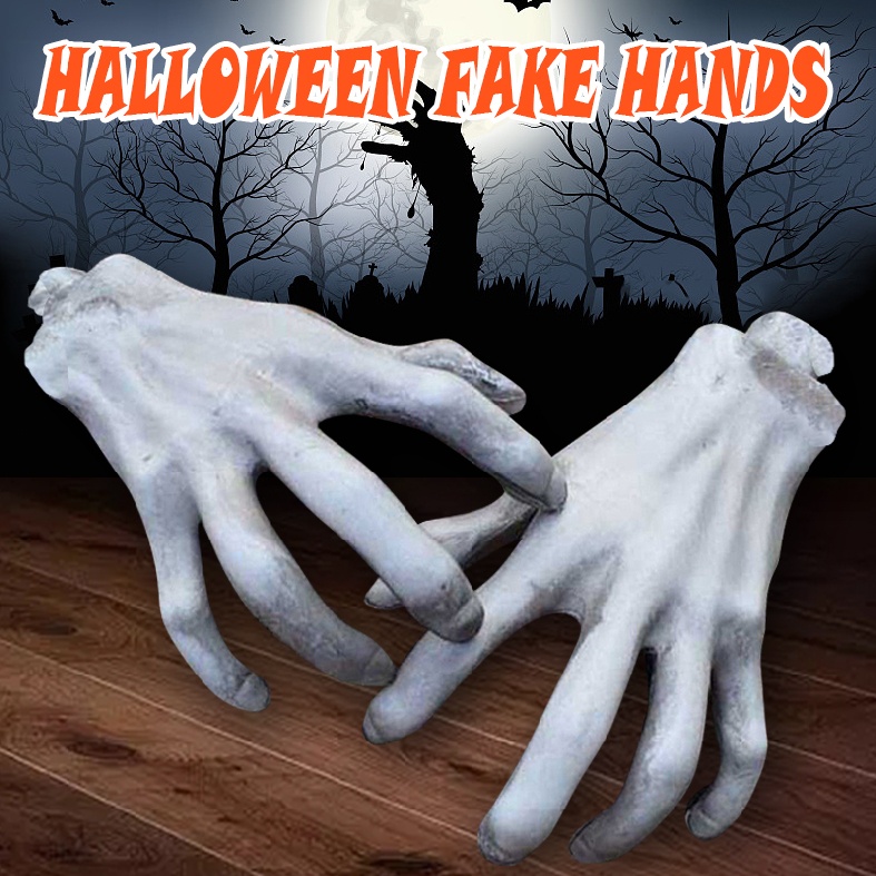 New 2pcs Bloody Horror Scary Halloween Props Fake Life Size Arm Hand