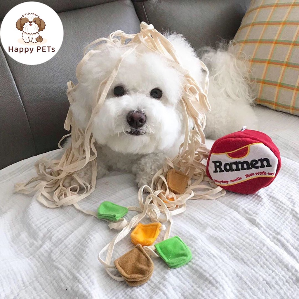 Happy PETs บะหมี่ Ramen สีแดง ของเล่นซ่อนขนมสุนัข ดมกลิ่นหาขนม ของเล่นสัตว์เลี้ยง ฝึกทักษะด้าน
