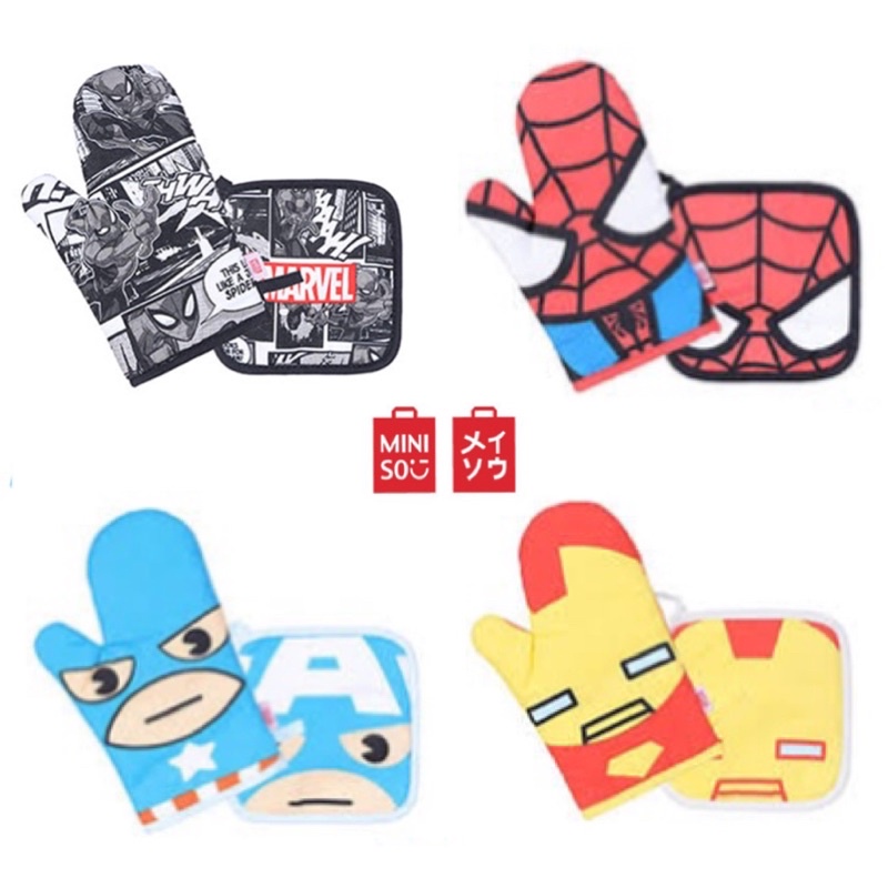 Miniso x Marvel ถุงมือป้องกันความร้อนพร้อมแผ่นรองหม้อ Shopee Thailand