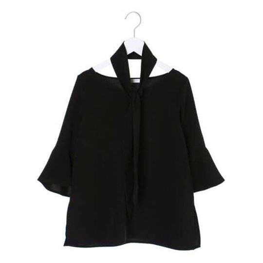 3 Way Bow Tie Blouse (Black) Shopee Thailand