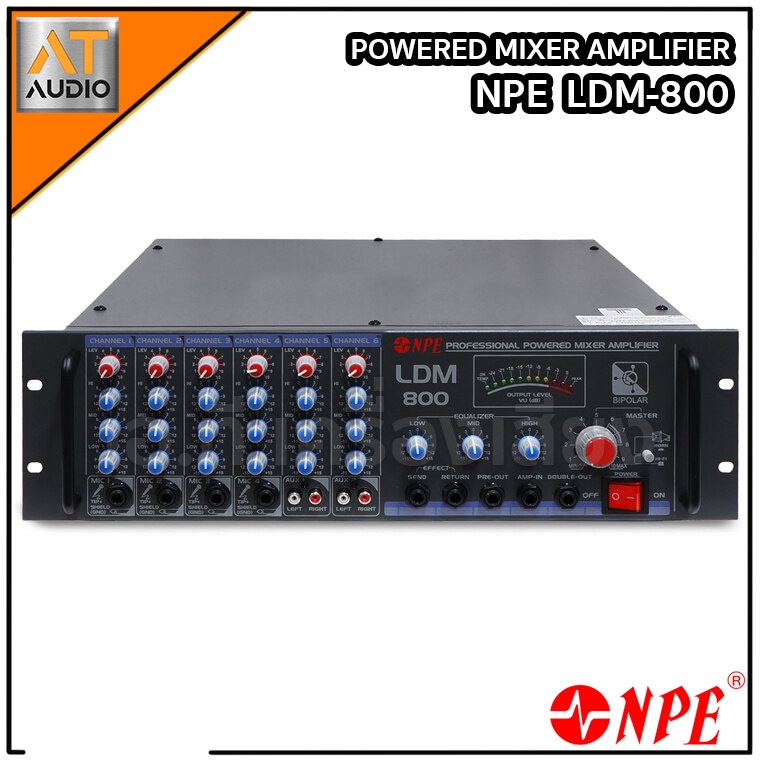 POWER MIXER NPE LDM800 แอมป์เสียงตามสาย ใช้ได้ทั้งไฟบ้าน 220V ldm npe