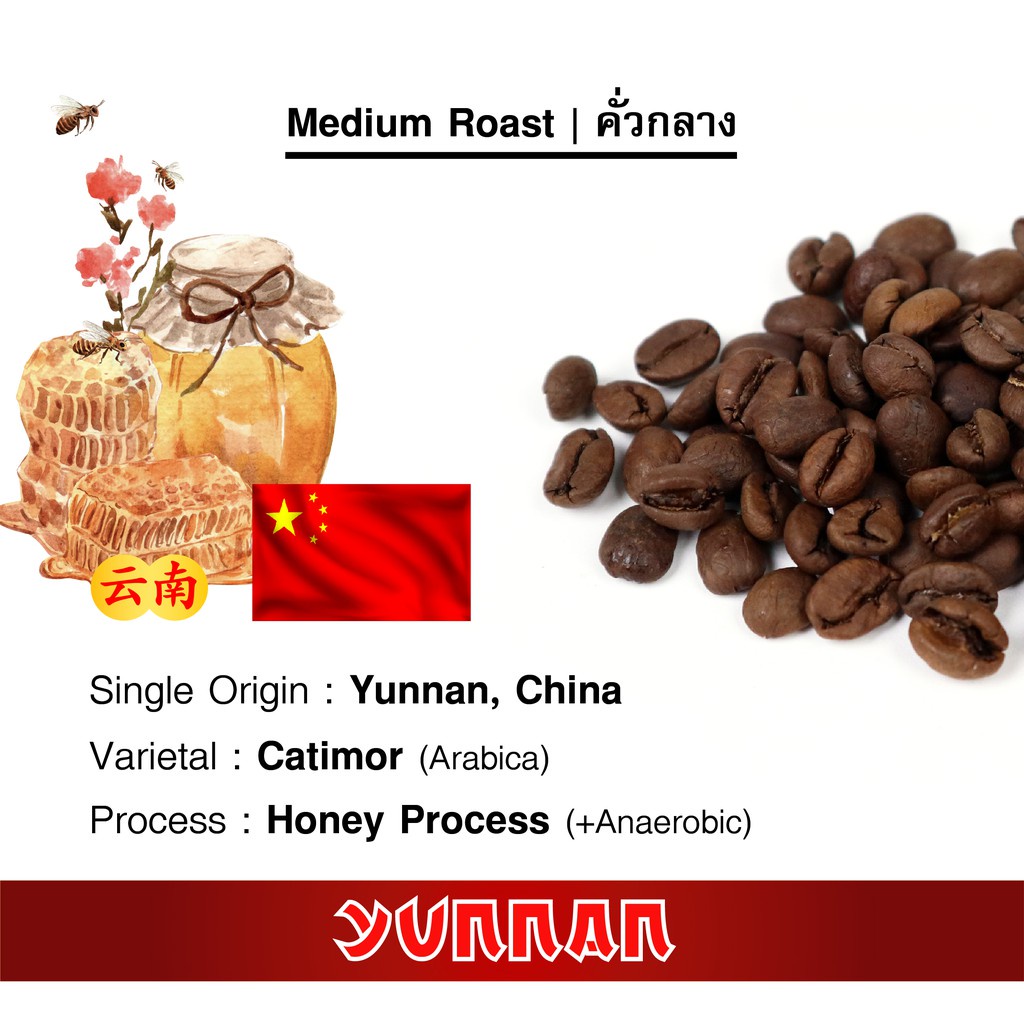 ∋เมล็ดกาแฟจีน Yunnan Coffee กาแฟยูนนาน กาแฟจีน เมล็ดกาแฟต่างประเทศ คั่วกลาง 200 g. Shopee