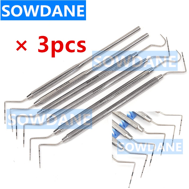 3pieces Dental Periodontal Probe with Scale Dental Explorer Tool Dentist Endodontic Tooth