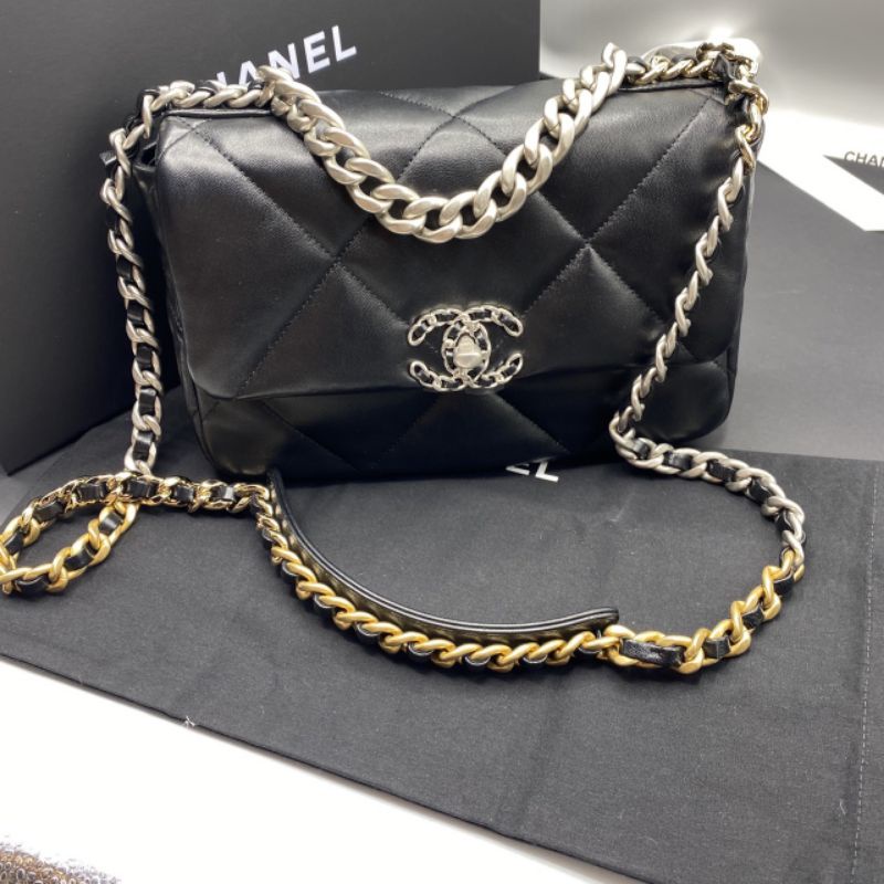 New Chanel 19p 26cm. in Black (micro chip) Shopee Thailand