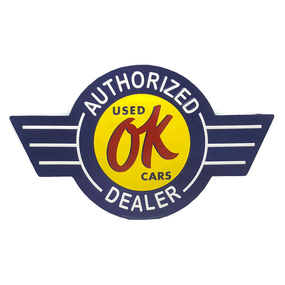 ป้ายสังกะสีวินเทจ Authorized Dealer Used OK Cars (ปั๊มนูน) Shopee