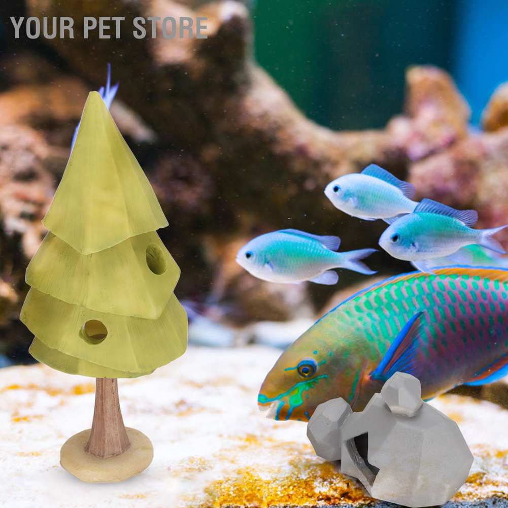 Your Pet Store Fish Tank Tree Stone Decoration Resin Geometric Natural