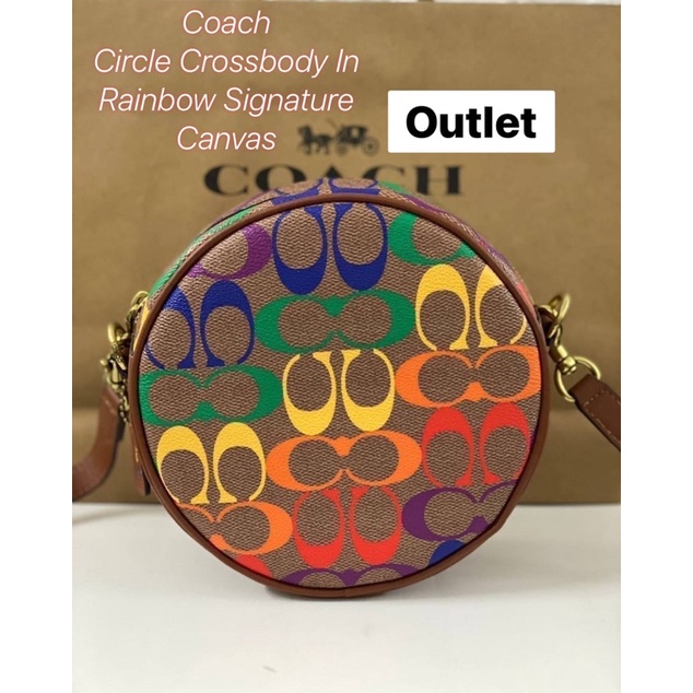 Coach Circle Crossbody In Rainbow Signature Canvas Shopee Thailand