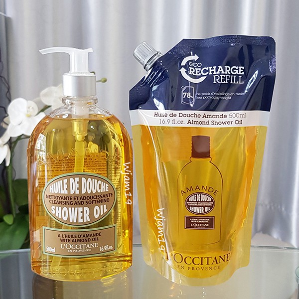 ออยล์อาบน้ำ L'Occitane Almond Shower Oil 500 ml. / Refill 500 ml ป้าย King Power ของแท้ 100