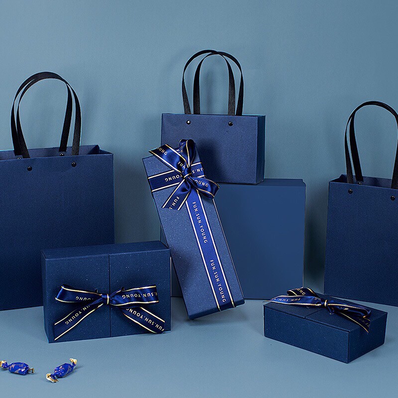 Gift set BOX กล่องของขวัญสุดหรู สีน้ำเงินคลาสสิค ขายแยกชิ้นตามไซส์