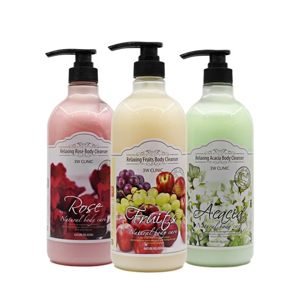 3w clinic relaxing body cleanser น้ำยาทำความสะอาดร่างกาย 3type 1000g