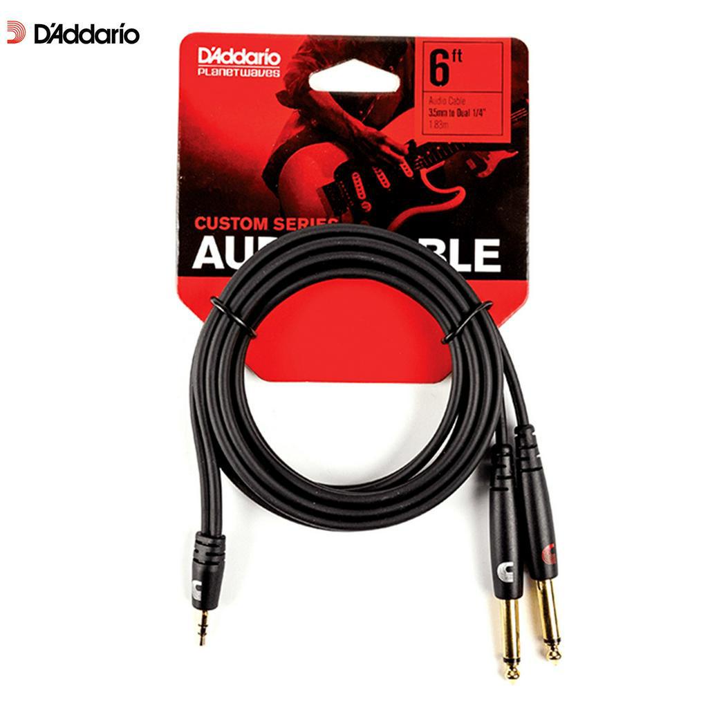 D'Addario® PWMPTS06 สายแจ็คแปลง 3.5 mm ขนาด 1/4 นิ้ว แบบ 2 หัว ยาว 1.