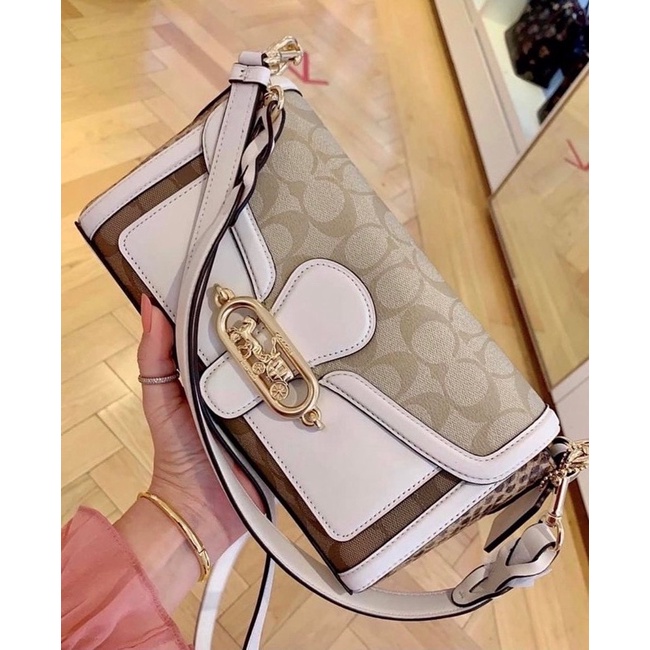กระเป๋า COACH F90782 SMALL JADE SHOULDER BAG WITH SIGNATURE CANVAS