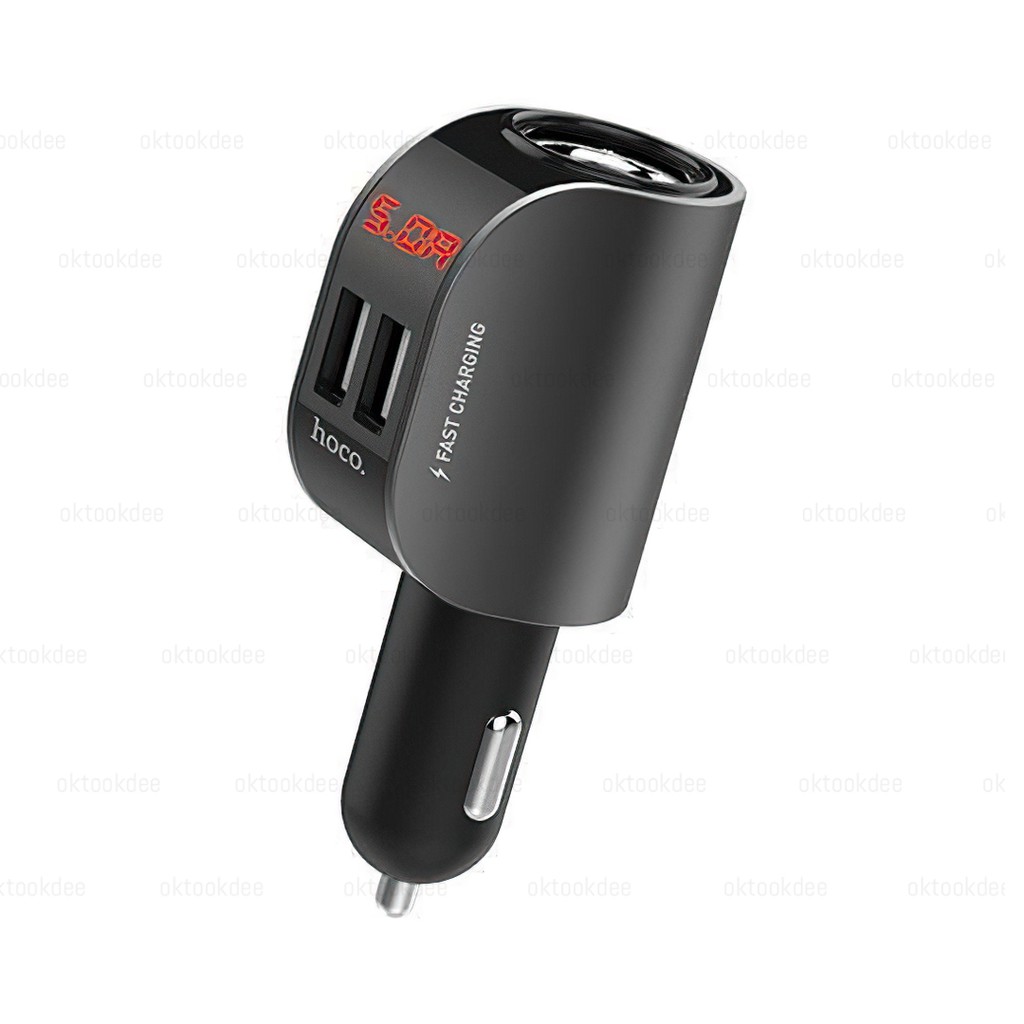 Hoco รุ่น Z29 Plus Car Charger 2USB+2 Socket With LCD !!. Car Charger