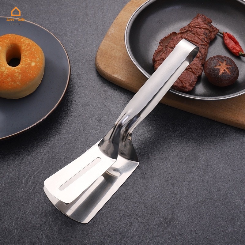 [Stock] Steak Clamp Fried Fish Shovel Multifunctional Tong/ Stainless