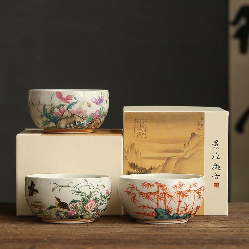 Ceramic retro blue and white porcelain teacup master cup personal