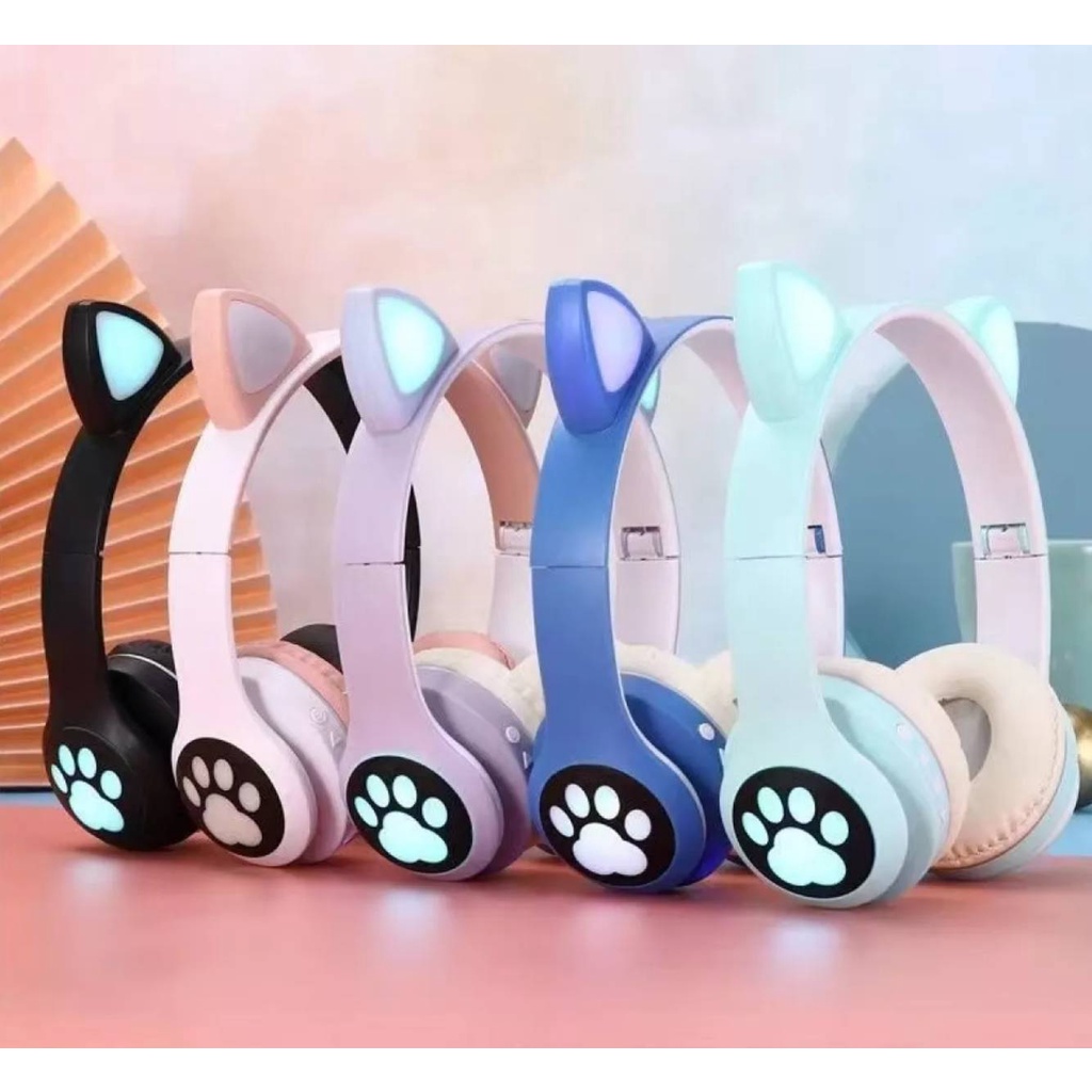 หูฟังบลูทูธ VZV23M Cat Ear Wireless Headphones หูฟังแมวน่ารักไร้สาย