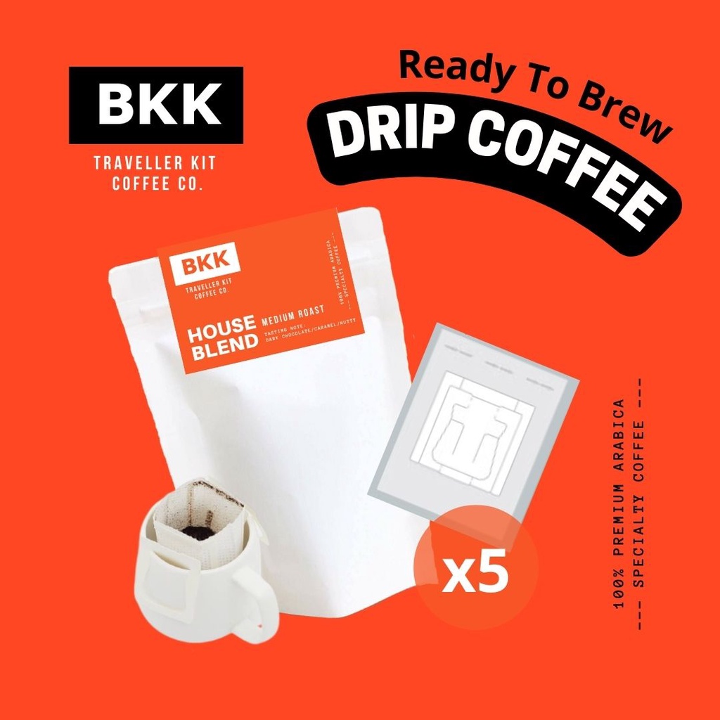กาแฟดริป Drip Coffee Bag ชงได้ 5 แก้ว by Traveller Kit Coffee Co