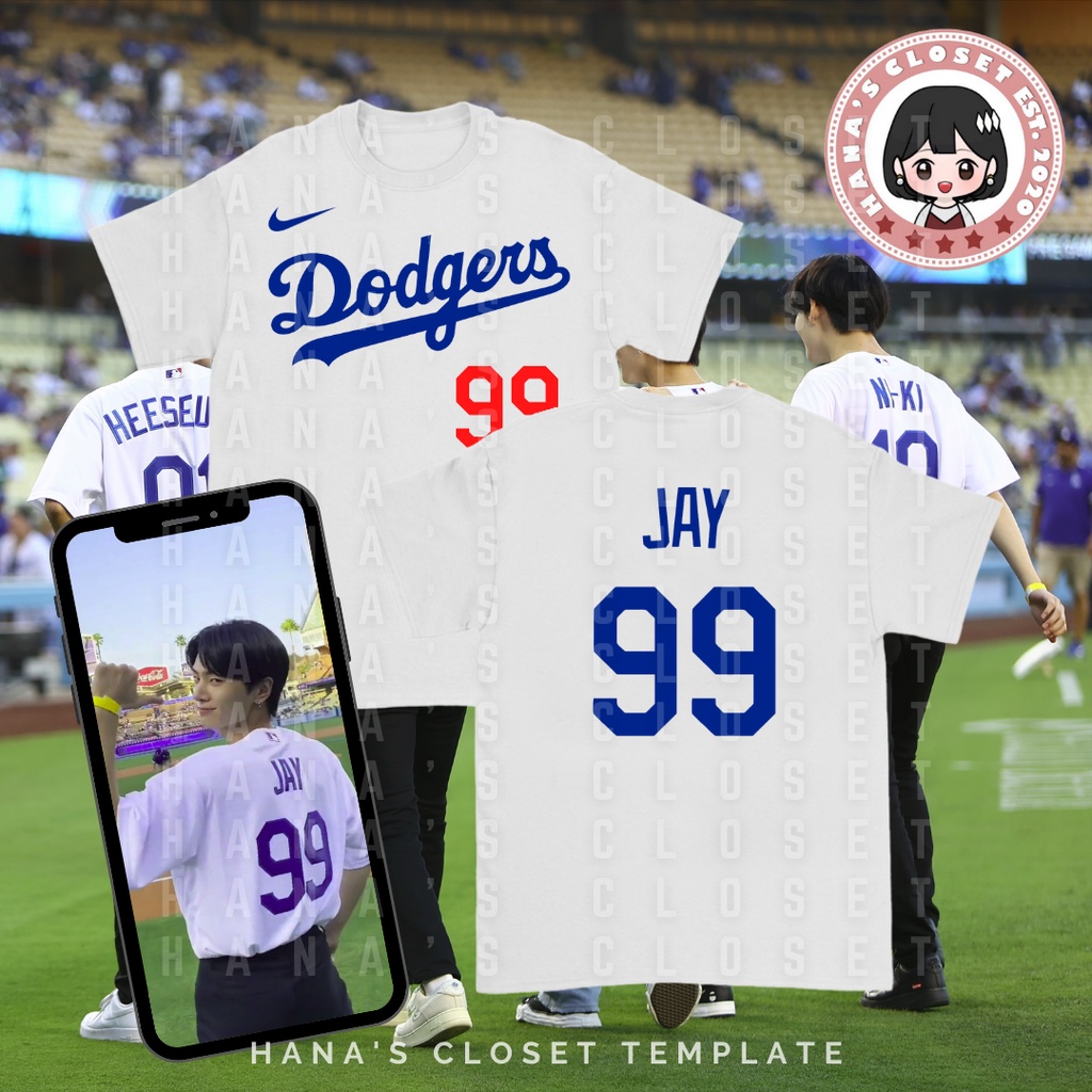【hot tshirts】Enhypen Dodgers Jersey Number เสื้อยืดแรงบันดาลใจที่กำหนด