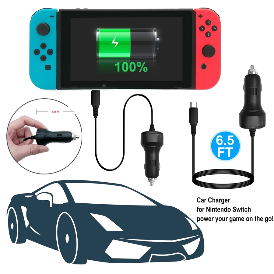Nintendo Switch Car Charger 2M Cable TypeC Quick Charging Dock Station