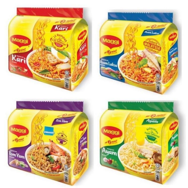 4 packs Maggi 2 Minute Noodles (All Flavours) Shopee Thailand