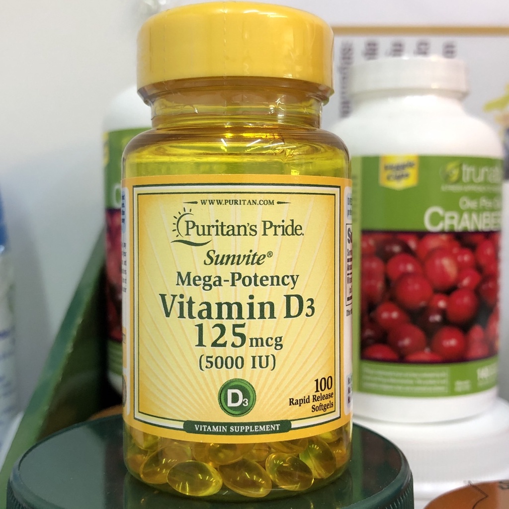 Puritan's Pride Vitamin D3 125 mcg (5000 IU) ขนาด 100 เม็ด Exp.04/2024