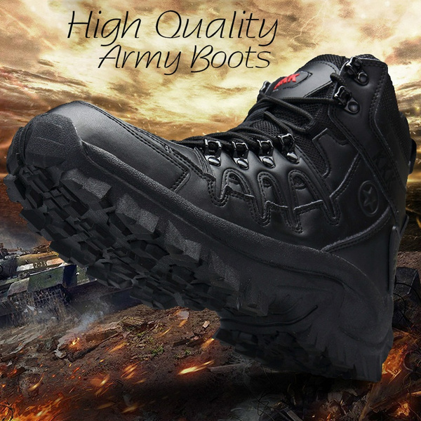 New Mens Military Tactical Boots Full Grain Leather Police Duty Water