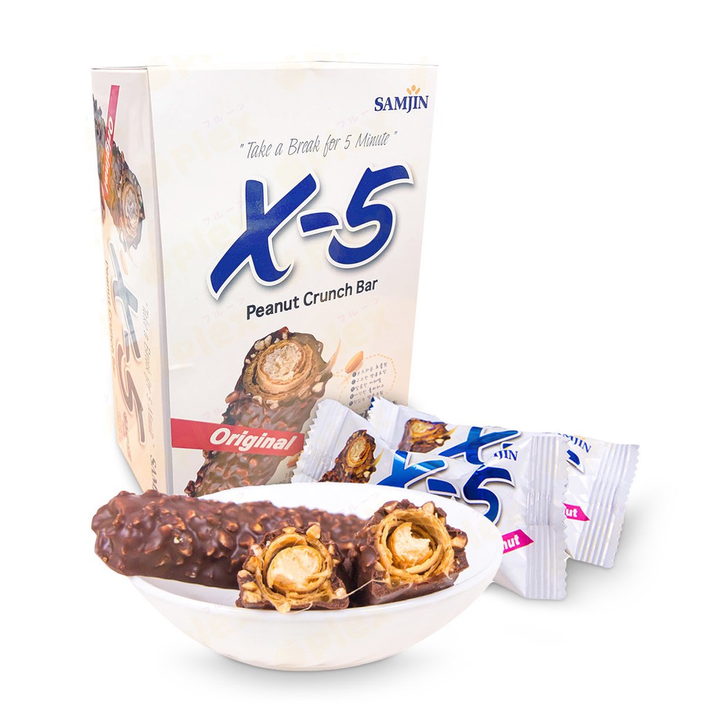 พร้อมส่ง 엑스파이브 เวเฟอร์เคลือบช๊อคโกเเลต Samjin X5 Peanut Crunch Bar 36g