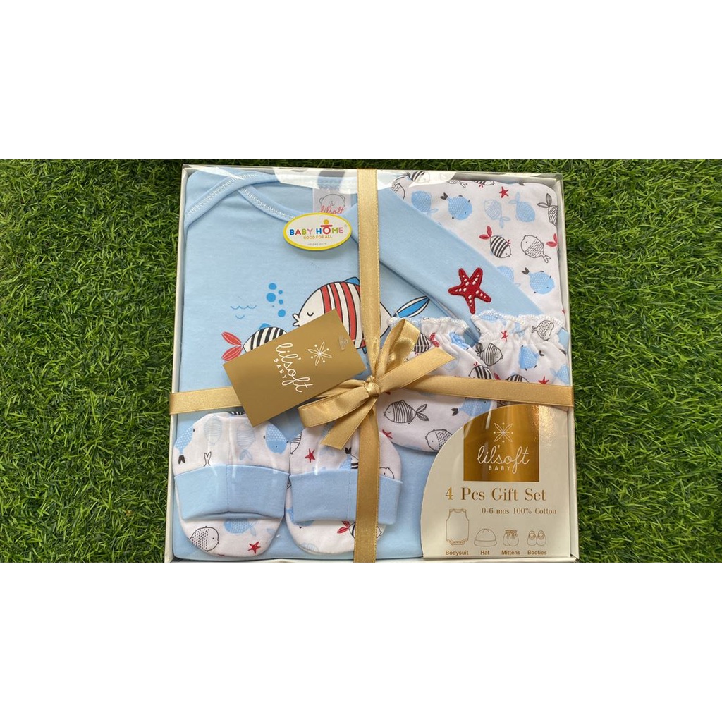 ชุดของขวัญแม่และเด็ก 1แพ็ค4ชิ้น ประกอบด้วยเสื้อหมวกถุงมือรองเท้า Cotton