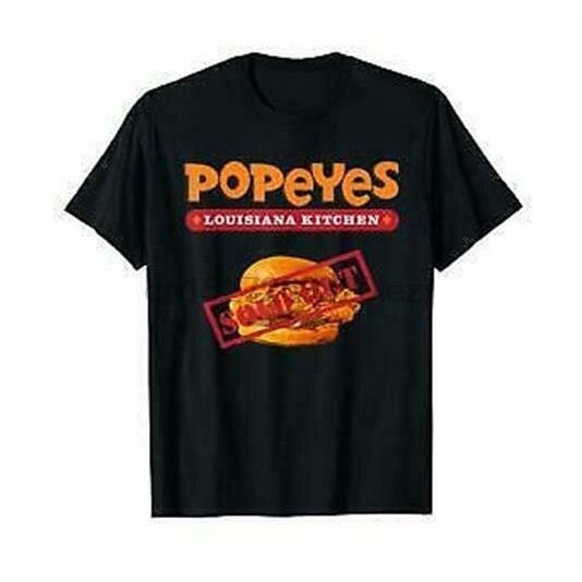 เสือยืดผู้ชาย เสื้อยืดผู้ชายปี 2022 Popeyes แซนวิชไก่ทอดขายหมดอาหาร