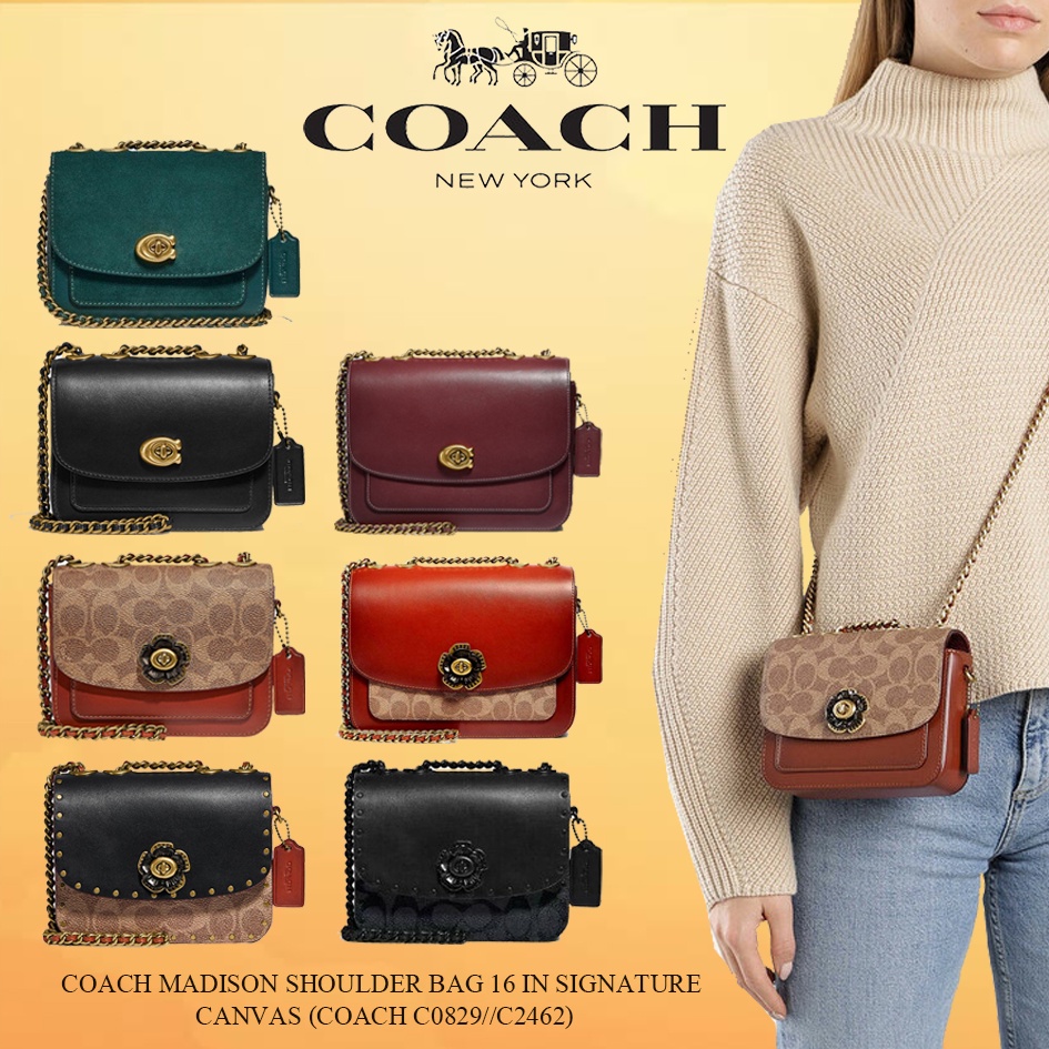 COACH C0829 MADISON SHOULDER BAG 16 IN SIGNATURE CANVAS Shopee Thailand
