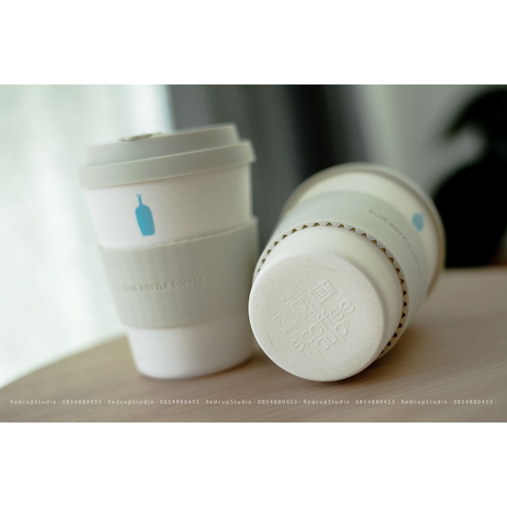 [ SALE! ] Blue Bottle Coffee Eco Cup // แก้วกาแฟ พร้อมฝาและที่จับ Silicone กันความร้อน ความจุ 12