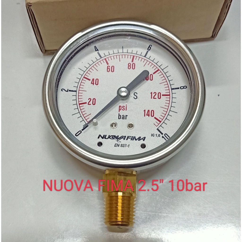 ชุดเกจวัดแรงดัน NUOVA FIMA PRESSURE GAUGE หน้าปัด 2.5นิ้ว 010 BAR