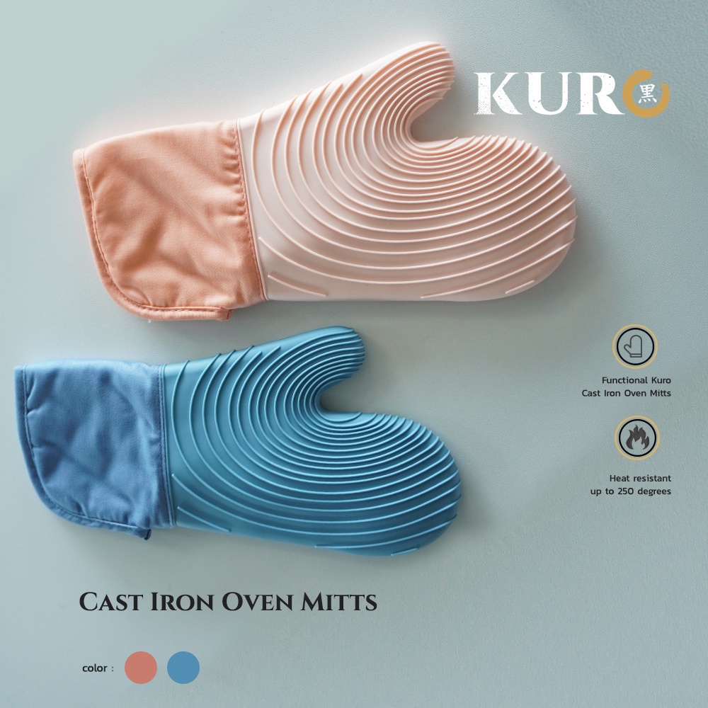 ถุงมือซิลิโคนกันความร้อน Cast Iron Oven Mitts 1 คู่ Shopee Thailand