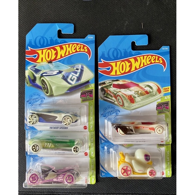 Hot Wheels Glow Racers Set ( Complete Set ) Glow in the dark