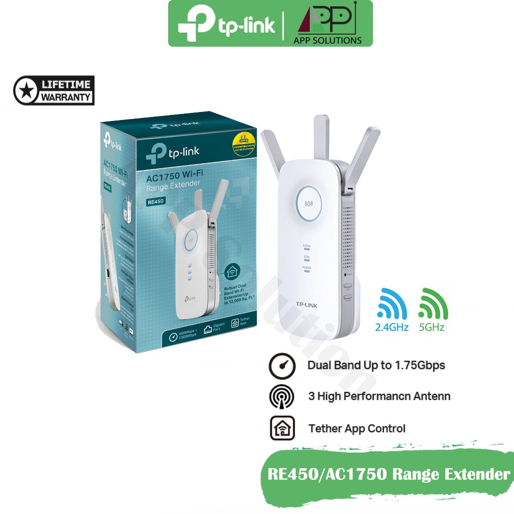 💥SALE💥TPLINK(ขยายสัญญาณ)WiFi Range Extender AC1750 รุ่นRE450(ประกัน