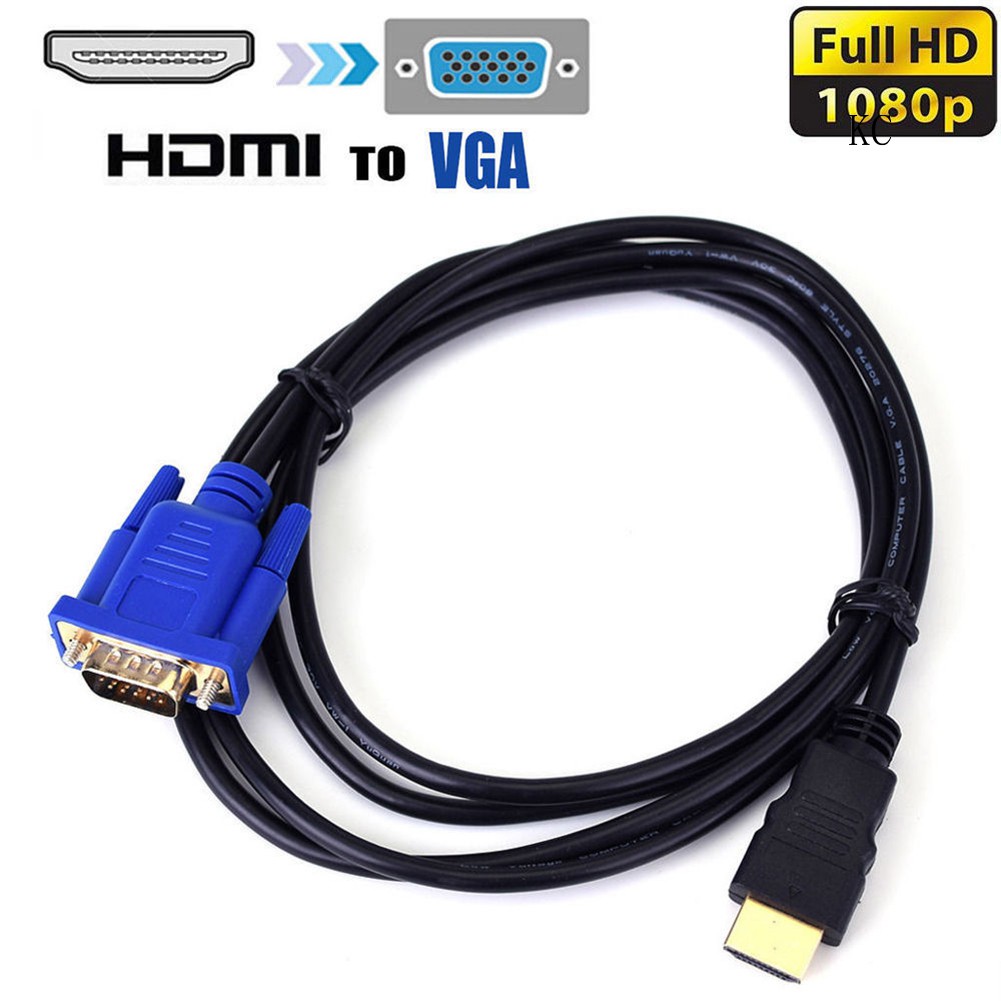 Kc DOONJIEY 1080P HDTV HDMI to VGA Male 15Pin อะแดปเตอร์เชื่อมต่อสาย