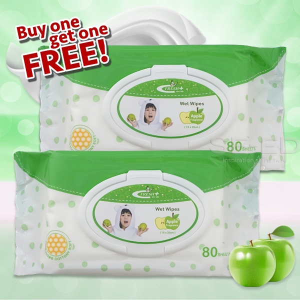 ทิชชูเปียก เฟรชพลัส เว็ทไวท์ กลิ่นแอปเปิ้ล Fresh Plus Wet Wipes Apple