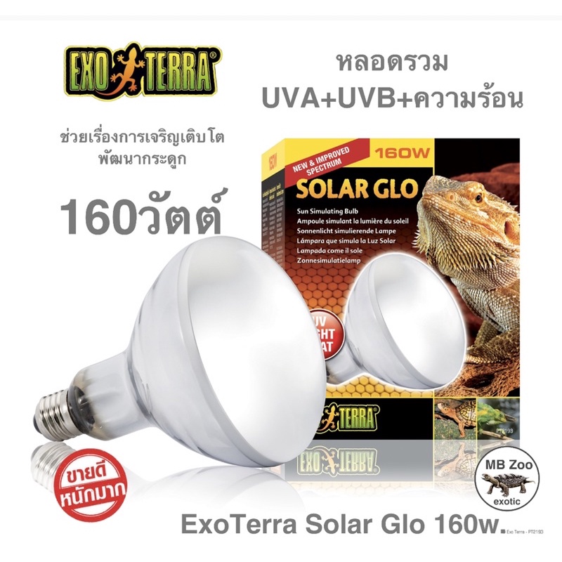 หลอดรวม โซล่าโกลด์ UVAUVB Exo Terra Solar Glo 160W (ของแท้) Shopee