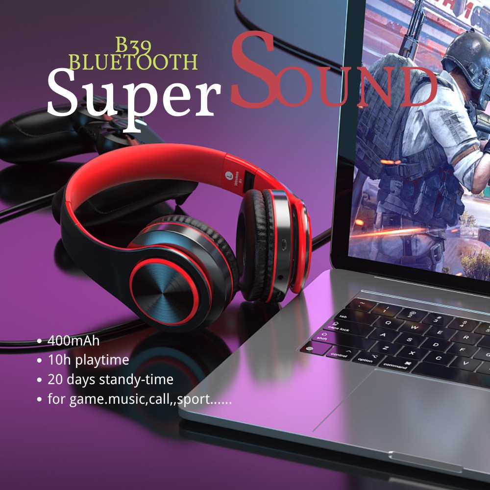 【Ready Stock】B39 Wireless Bluetooth Headphone Gaming Headset Over-Ear