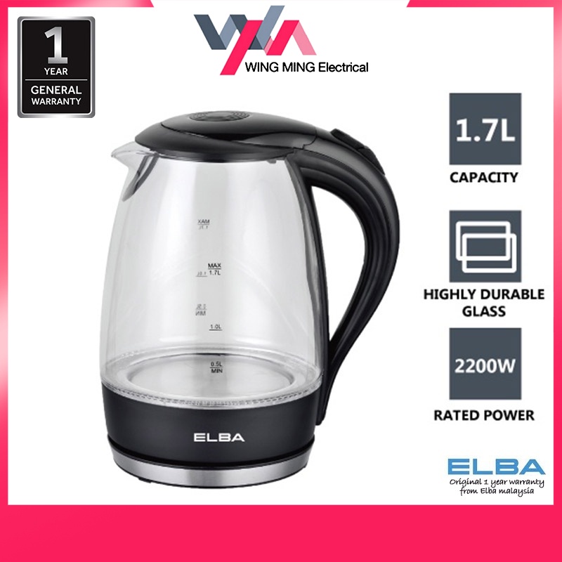 Elba Glass JUG KETTLE 1.7L EJKF1723G(BK) ตัวเรือนแก้ว Borosilicate