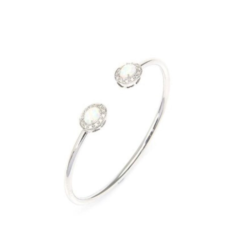 Esco Jewelry กำไลเงิน 925 กำไลพลอยโอปอลสังเคราะห์ ( synthetic opal