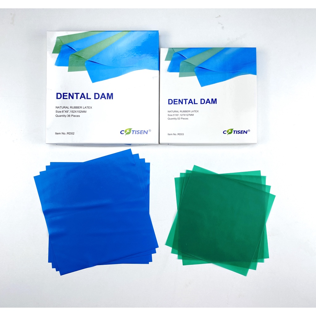 [พร้อมส่ง] 5x5 และ 6x6 Rubber Dam แผ่นยางกั้นน้ำลาย Natural Latex