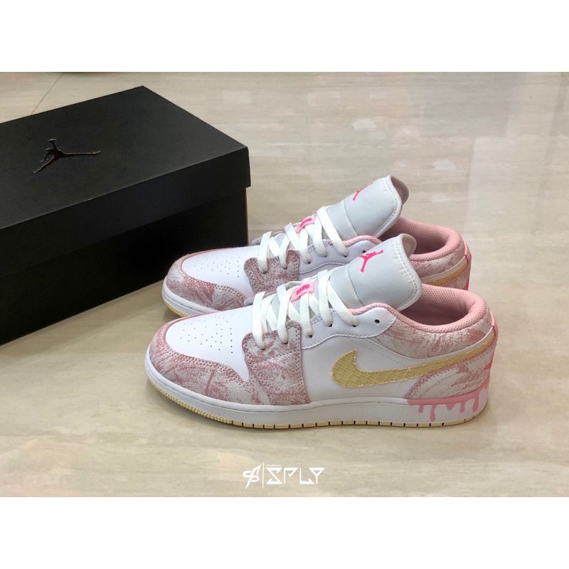 คุณภาพสูง Nike Air Jordan 1 Ice Cream Low White Powder AJ1 Goddess Low