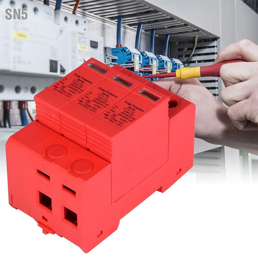 SN5 อุปกรณ์ป้องกันไฟกระชากไฟ DC 3P 3.0KV สำหรับการป้องกันฟ้าผ่า Shopee Thailand