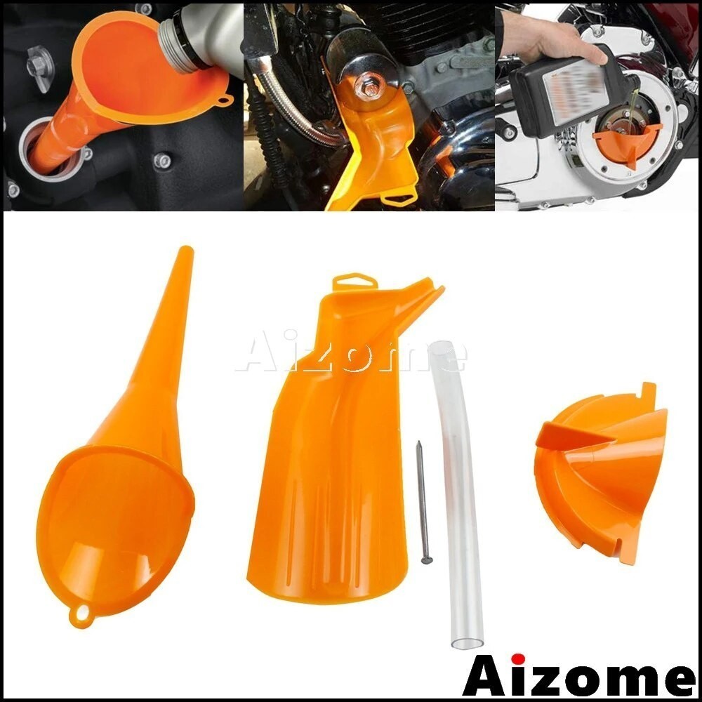 AI Motorcycle Fill Funnel Primary Case Oil Fill DripFree Oil Funnel