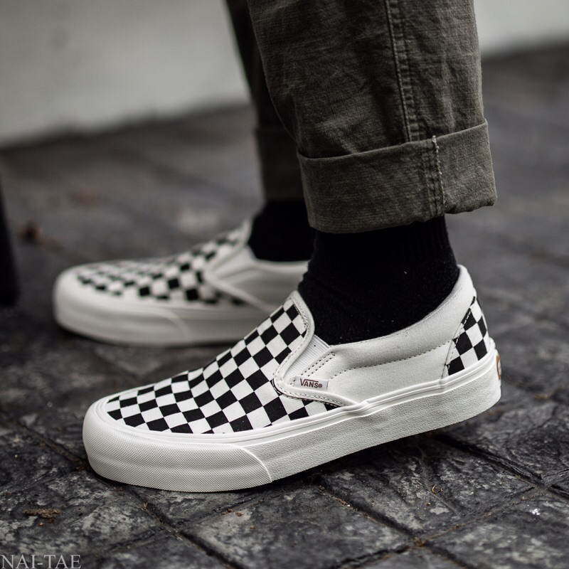 Vans SlipOn Vr3 Checkerboard Black/Marshmallow Shopee Thailand