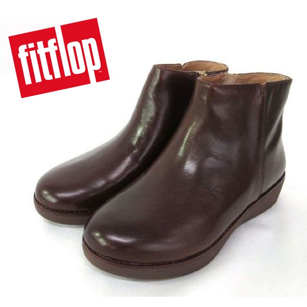 FitFlop ZIGGY ZIP LEATHER ANKLE BOOTS 時尚短靴 (巧克力棕) 蝦皮購物